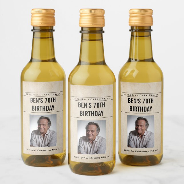 Étiquettes Pour Bouteilles De Vin Newspaper Birthday News Funny Humorous Men 70th (Bouteilles)