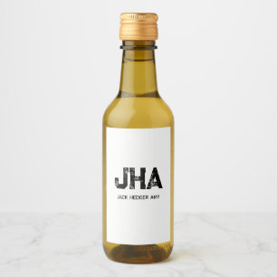 ÉTIQUETTES POUR BOUTEILLES DE VIN NOM MONOGRAMME MINIMALISTE NOIR À TROIS LETTRES BL