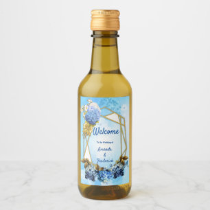 Étiquettes Pour Bouteilles De Vin Nuances d'aquarelle bleue Hydrangeas