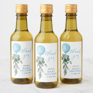 Étiquettes Pour Bouteilles De Vin Oh Boy Blue Balloon Baby shower de verdure