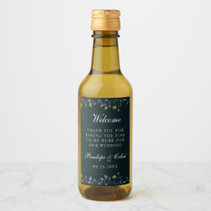 Étiquettes Pour Bouteilles De Vin Panier d'accueil vintage en Mariage noir