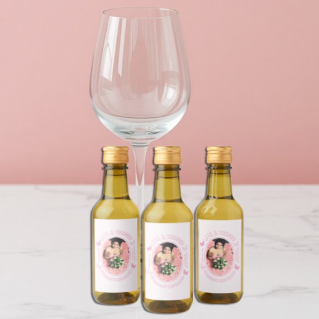 Étiquettes Pour Bouteilles De Vin Papillons roses Quinceanera (Créateur téléchargé)