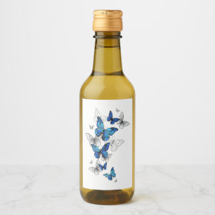 Étiquettes Pour Bouteilles De Vin Papillons volants bleus Morpho