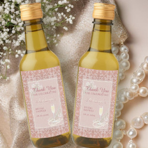 Étiquettes Pour Bouteilles De Vin Pearls & Prosecco Rose Gold Fête des mariées Favor