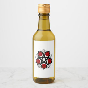 Étiquettes Pour Bouteilles De Vin Pentagramme aux roses rouges