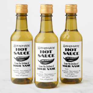 Étiquettes Pour Bouteilles De Vin Pepper de chili noir Sauce chaude maison Votre nom