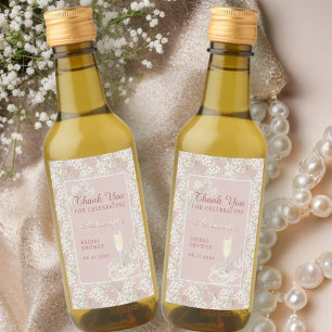 Étiquettes Pour Bouteilles De Vin Perles & Prosecco Blush Floral Fête des mariées Fa