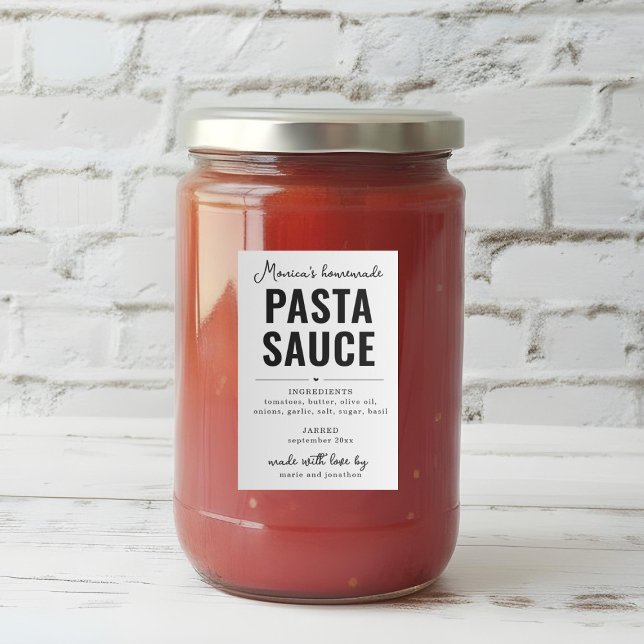 Étiquettes Pour Bouteilles De Vin Personalized Homemade Pasta Sauce Label (Créateur téléchargé)