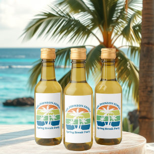 Étiquettes Pour Bouteilles De Vin Personnalisable Ile tropicale Palm Trees Party Min