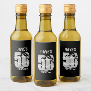 Étiquettes Pour Bouteilles De Vin Personnalisé Noir 50ème N'importe quel anniversair