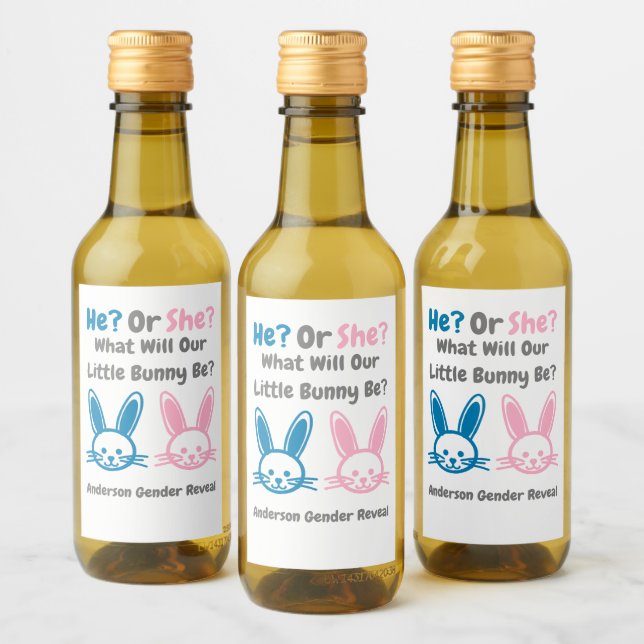 Étiquettes Pour Bouteilles De Vin Petit Bunny Gender Reveal (Bouteilles)