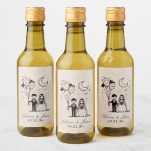 Étiquettes Pour Bouteilles De Vin Petit Couple Effrayant