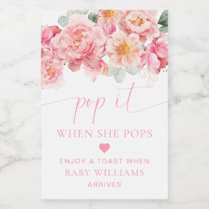 Étiquettes Pour Bouteilles De Vin Piper Peony Baby shower Floral Pop It