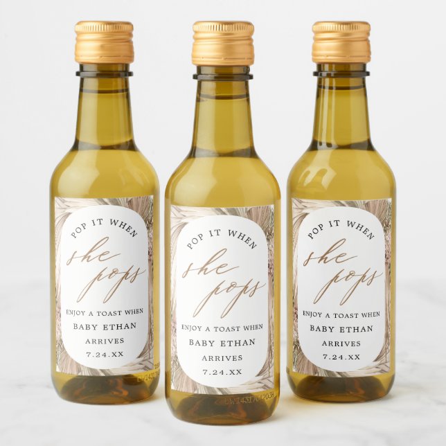 Étiquettes Pour Bouteilles De Vin Pop it When She Pampas Pampas Grass Baby shower (Bouteilles)