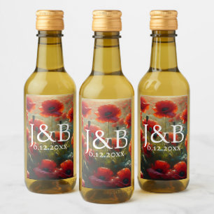 Étiquettes Pour Bouteilles De Vin Poppies rouges Floral Mariage Personnalisé