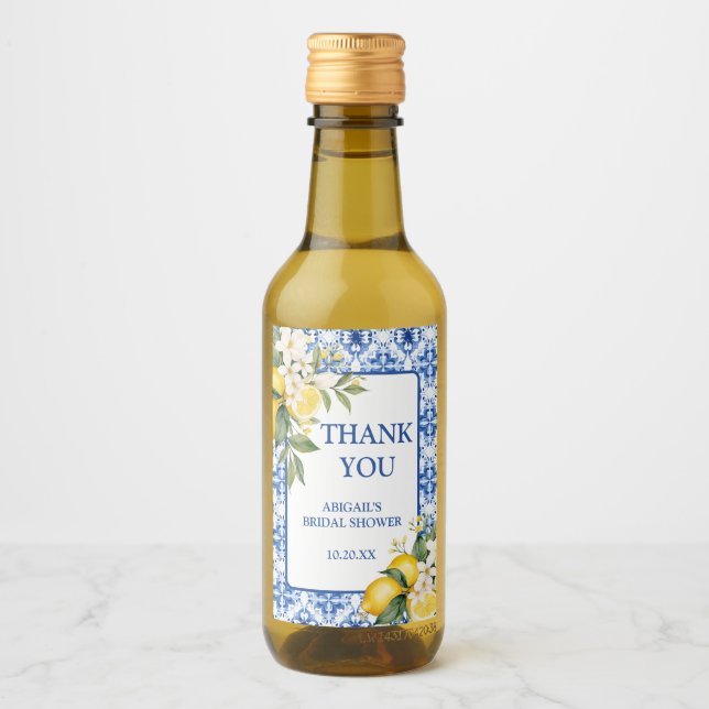 ÉTIQUETTES POUR BOUTEILLES DE VIN PRESSION PRINCIPALE LEMON FÊTE DE MARIAGE (Devant)