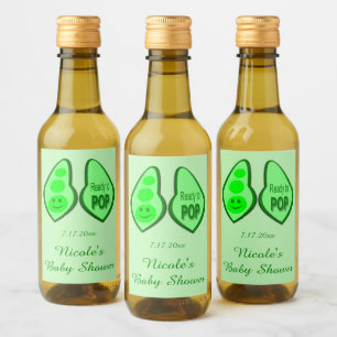 Étiquettes Pour Bouteilles De Vin Prêt à couper le Baby shower de pois verts