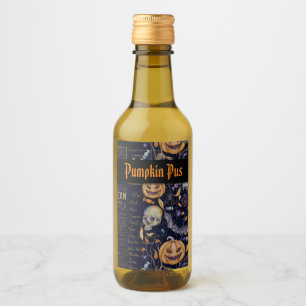 Étiquettes Pour Bouteilles De Vin Pus de citrouille vintage effrayant Halloween