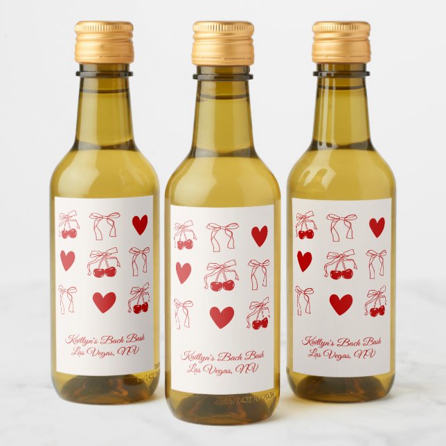 Étiquettes Pour Bouteilles De Vin Red Bow Cherry Sweet Bachelorette Party Favoriser (Bouteilles)