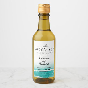 Étiquettes Pour Bouteilles De Vin Rencontrez-Nous Dans Mariage Destination Turquoise