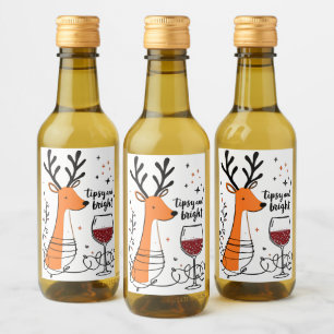 Étiquettes Pour Bouteilles De Vin Renne ivre et lumineux 