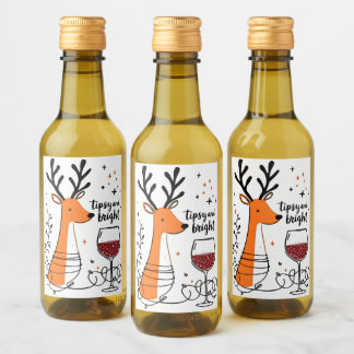 Étiquettes Pour Bouteilles De Vin Renne ivre et lumineux