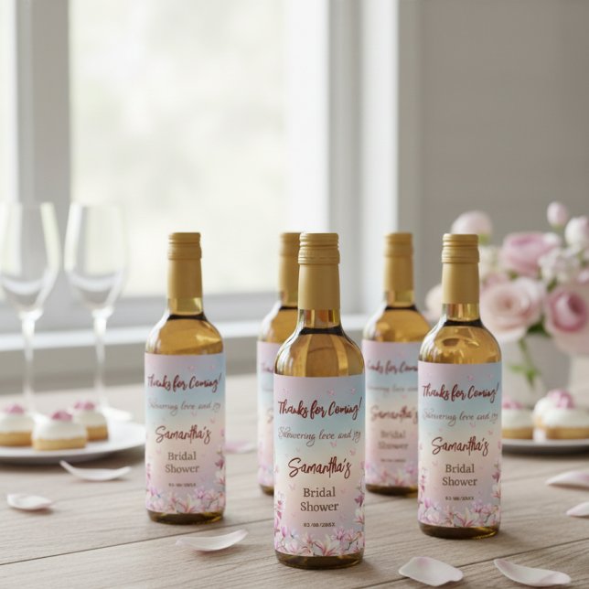 Étiquettes Pour Bouteilles De Vin Romance en fleur - Fête de mariage aux magnolias r (Créateur téléchargé)