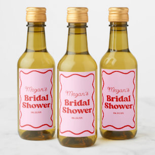Étiquettes Pour Bouteilles De Vin Rose Bordure Ondulée Mini Mariage