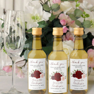 Étiquettes Pour Bouteilles De Vin Roses rouges et roses élégantes Merci de mariage M