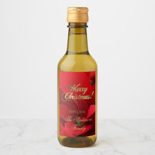 Étiquettes Pour Bouteilles De Vin Rouge Poinsettia Floral Fleurs de Noël Élégant