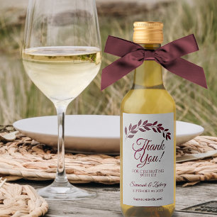 Étiquettes Pour Bouteilles De Vin Russe Bourgogne Feuille Grey Merci Mariage Mini