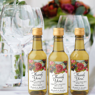 Étiquettes Pour Bouteilles De Vin Rustic Floral Boho Wedding Thank You Mini