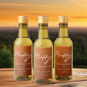 Étiquettes Pour Bouteilles De Vin Rustique Burtic Orange Boho Mariage d'automne Mini