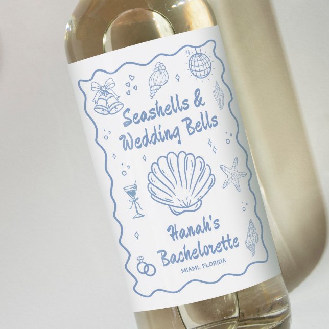 Étiquettes Pour Bouteilles De Vin Seashells Bachelorette (Créateur téléchargé)