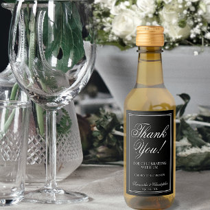 Étiquettes Pour Bouteilles De Vin Simple Elegant Mariage noir Merci Mini