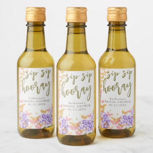 Étiquettes Pour Bouteilles De Vin Sip Hooray Boho Chic Fête des mariées papillon or