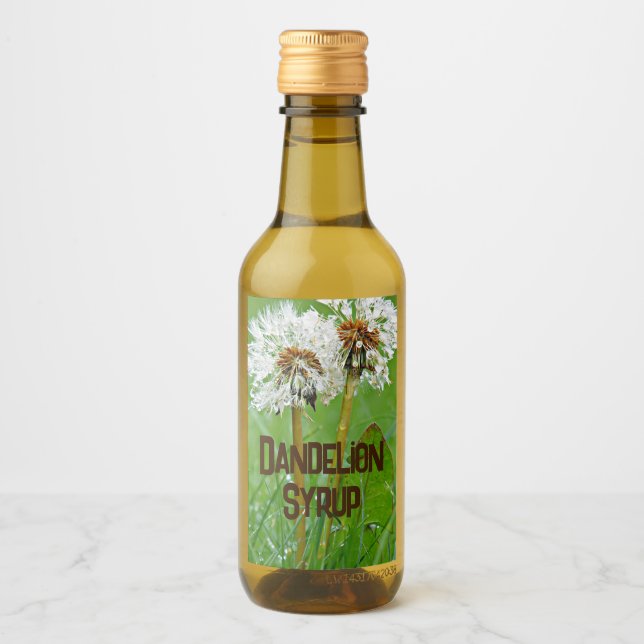 Étiquettes Pour Bouteilles De Vin Sirop Dandelion deux fleurs ensemble (Devant)