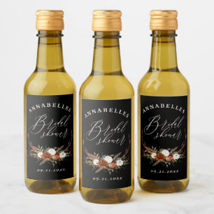 Étiquettes Pour Bouteilles De Vin Stag rustique rouille noire botanique douche de nu