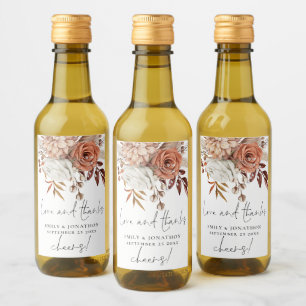 Étiquettes Pour Bouteilles De Vin Terracotta Florals Aimer Merci Nom Date Mariage