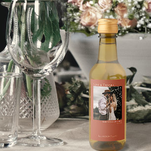 Étiquettes Pour Bouteilles De Vin Terracotta Mariage Photo Love & Thanks Mini