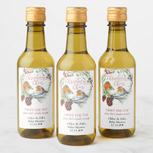 Étiquettes Pour Bouteilles De Vin Tournez le Baby shower de couronne d'hiver préféré