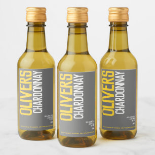 Étiquettes Pour Bouteilles De Vin Vin blanc jaune gris vinificateurs textos mini
