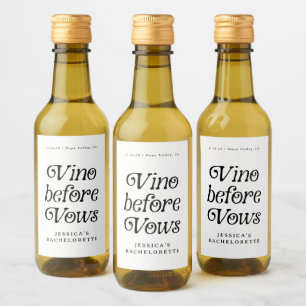 Étiquettes Pour Bouteilles De Vin Vino avant les fenêtres Bachelorette rétro minim
