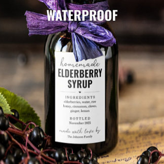 Étiquettes Pour Bouteilles De Vin Waterproof Homemade Elderberry Syrup Labels