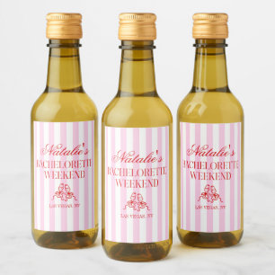 Étiquettes Pour Bouteilles De Vin Week-end de fête de Bachelorette à rayures roses r