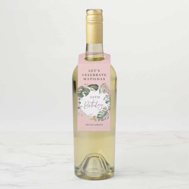 Étiquettes Pour Bouteilles Décoration de fête d'anniversaire 30 ans à feuilla (Sur bouteille)