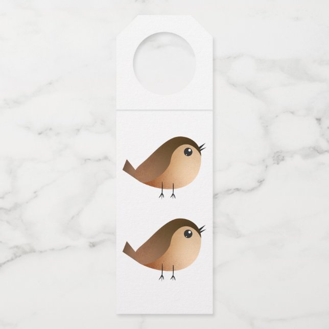 Étiquettes Pour Bouteilles Dessin d'Oiseau de Bruant (Devant)