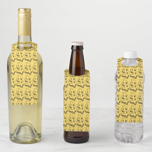 Étiquettes Pour Bouteilles dollar d'or (En situation)
