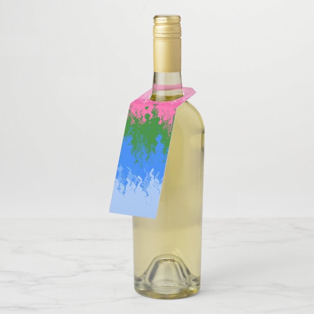 Étiquettes Pour Bouteilles Drapeau de fierté omniromantique abstrait ondulé t (Incliné)
