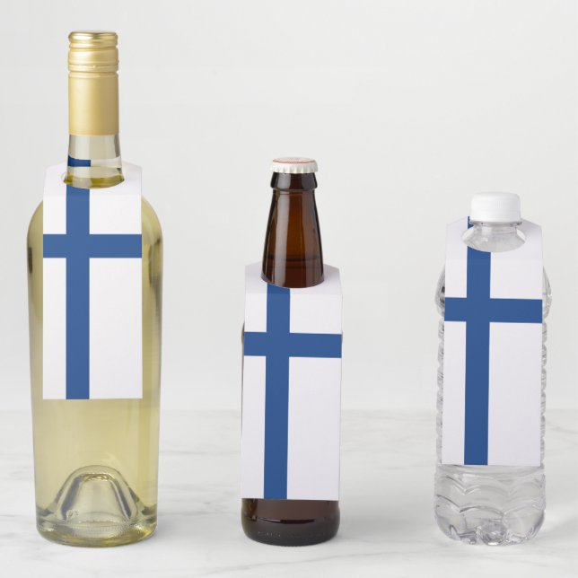 Étiquettes Pour Bouteilles Drapeau de Finlande (En situation)
